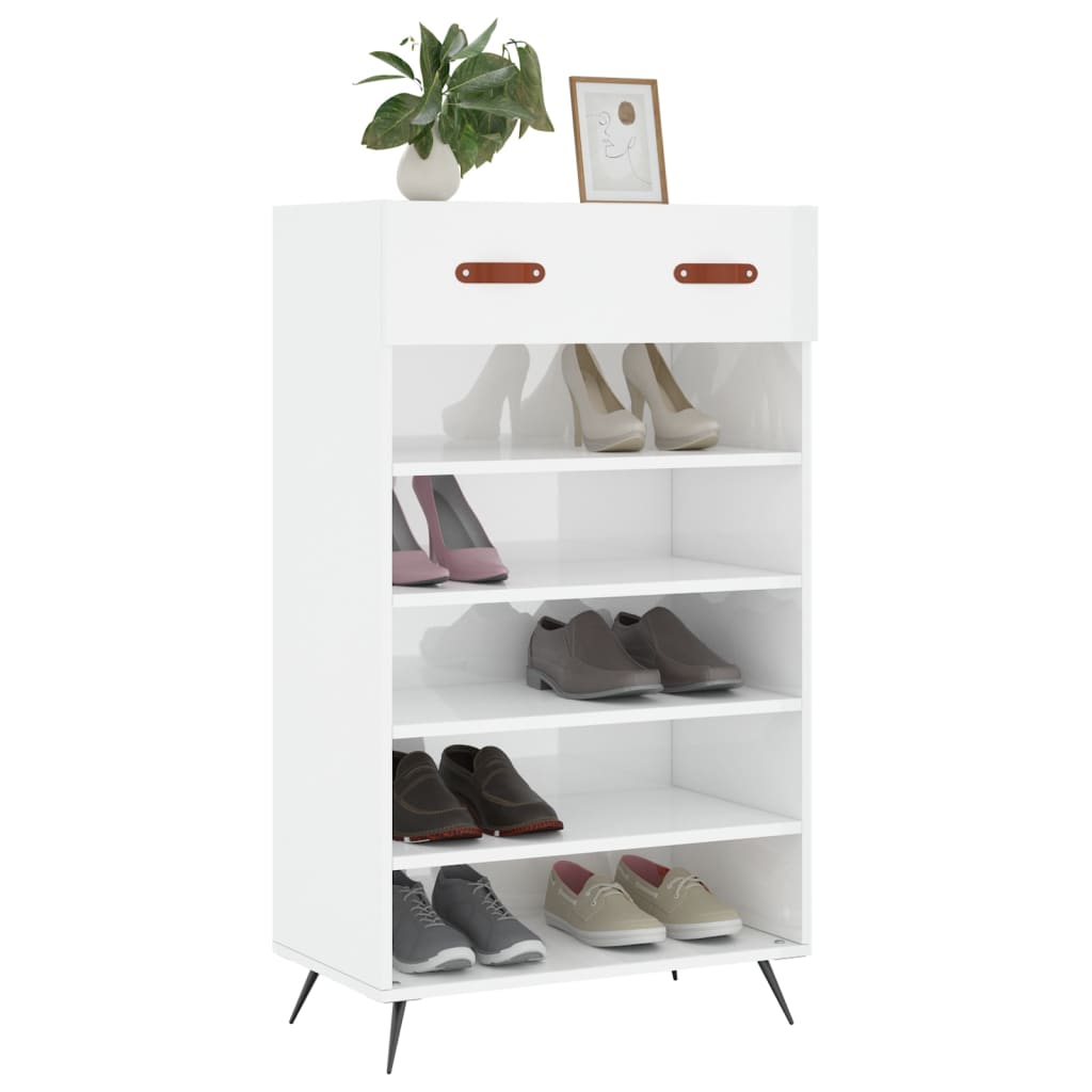 Vidaxx zapatero 60x35x105 cm acabado madera blanco brillo