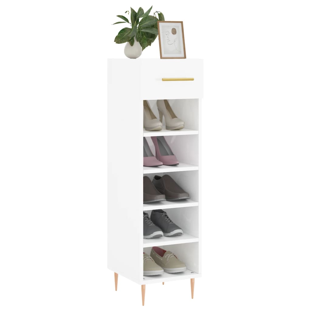 Vidaxx zapatero 30x35x105 cm acabado madera blanco brillo