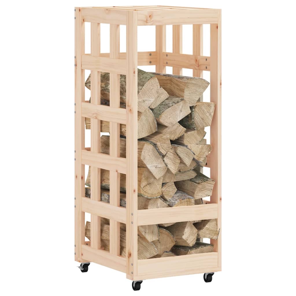 Soporte de bloques de madera Vidaxl con ruedas 40x49x110 cm de pino sólido