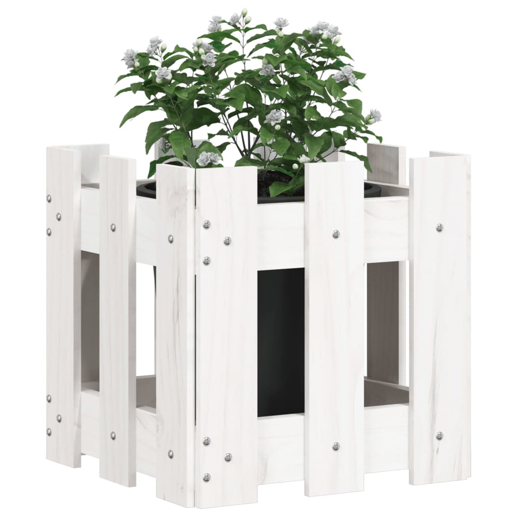 Vidaxl Planning Box con cercas 30x30x30 cm de pino sólido White