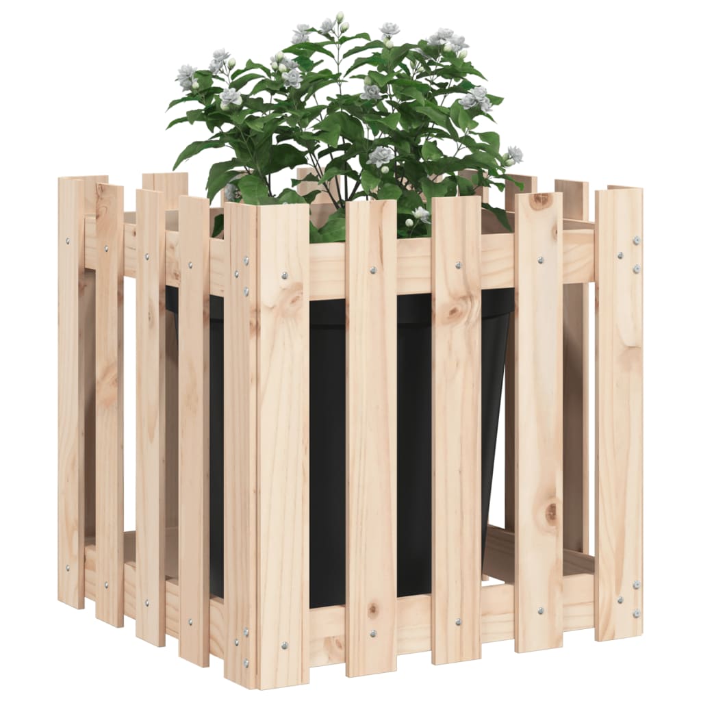 Plantera Vidaxl con cercas 50x50x50 cm de pino sólido
