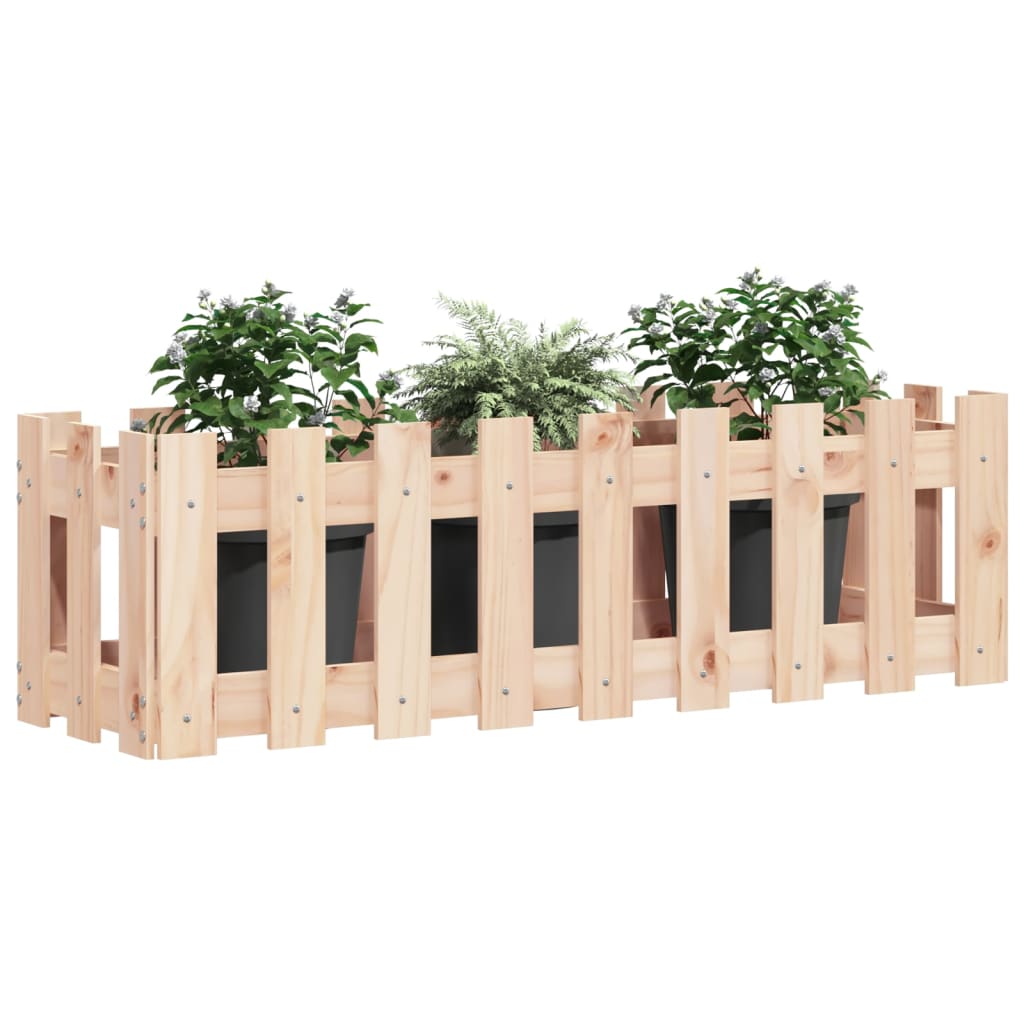 Plantador Vidaxl elevado con cercas de madera de pino de 100x30x30 cm