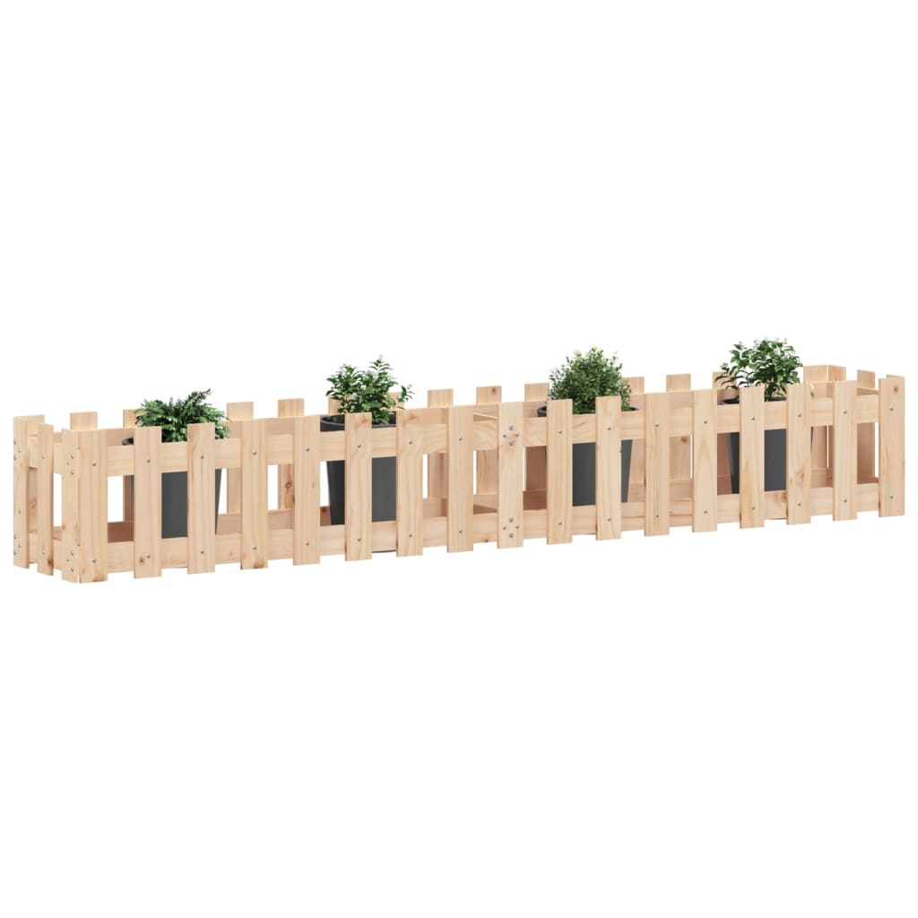 Plantador Vidaxl elevado con diseño de la cerca 200x30x30 cm de madera de pino