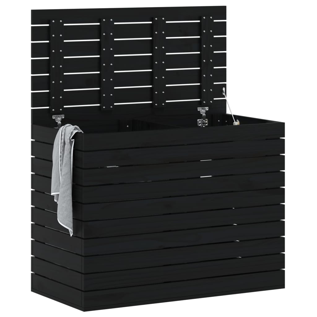 Canasta de lavandería Vidaxl 88.5x44x66 cm de pino sólido negro