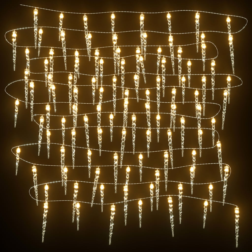 Cono de hielo de iluminación navideña Vidaxl con 100 LED 10 m acrílico PVC White cálido