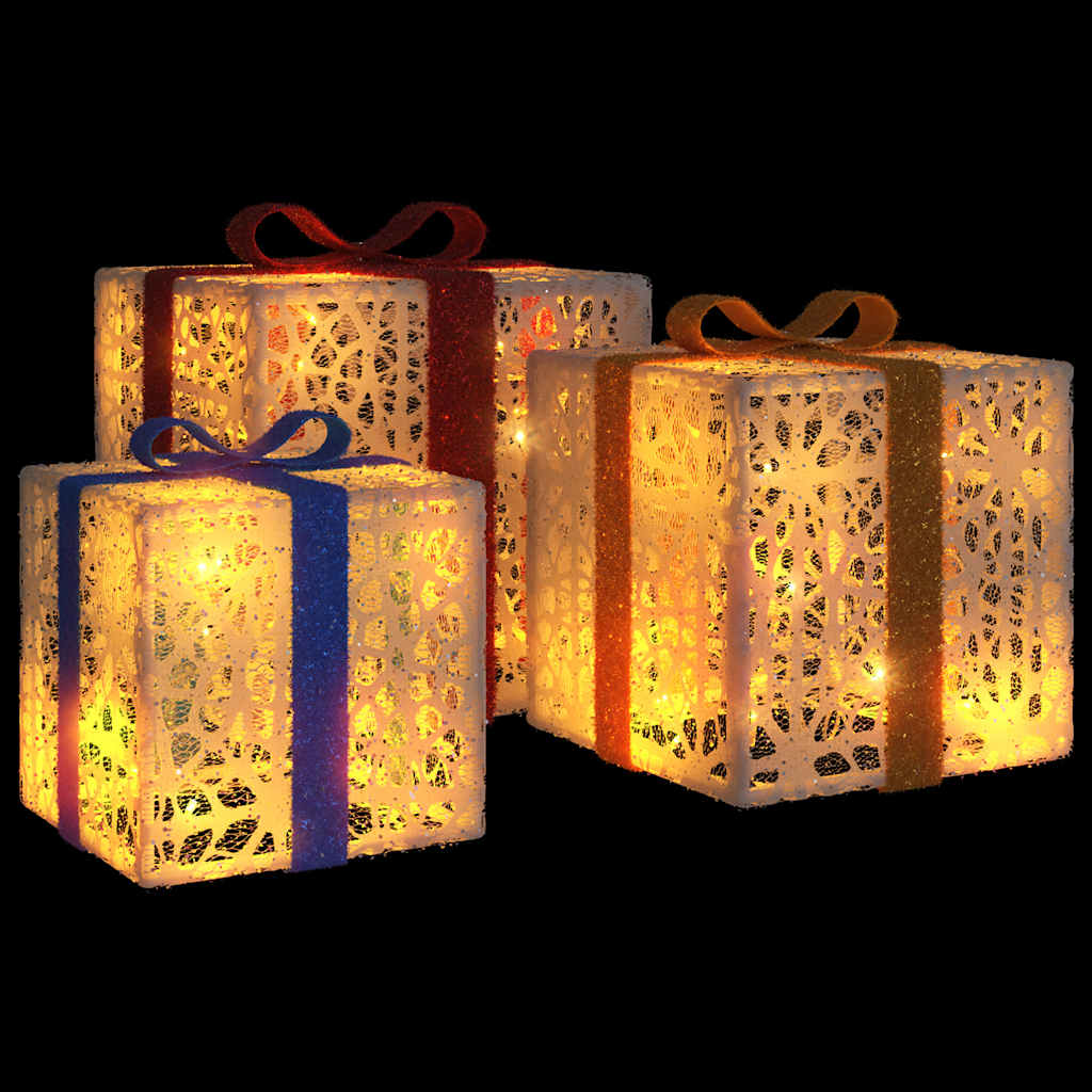 Vidaxl Christmas Figure Gift Box 3 St Lighten 64 LED WORK -WHITE