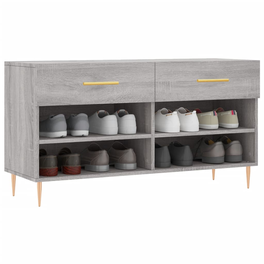 Sofá de zapatos Vidaxl 102x35x55 cm de madera procesada gris soma color
