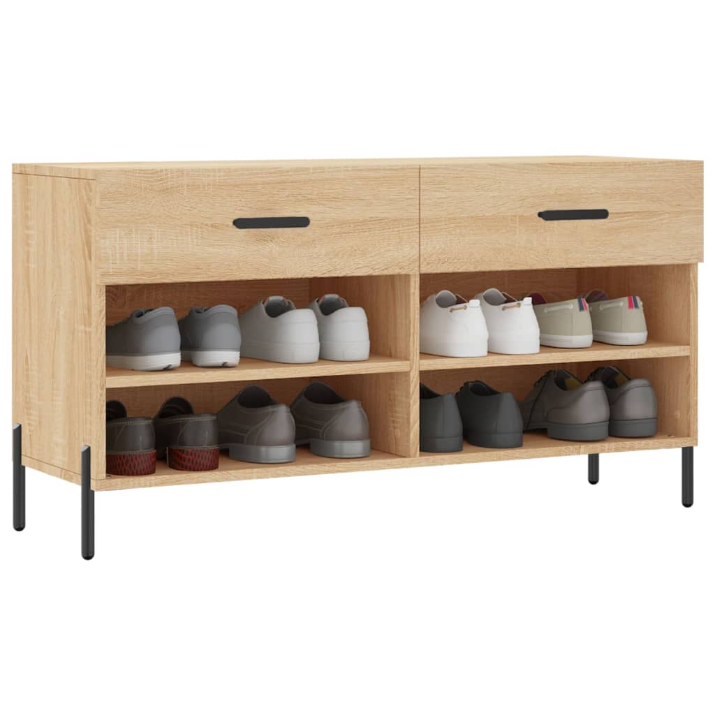 Sofá de zapatos Vidaxl 102x35x55 cm de madera procesada sonoma de roble coloreado