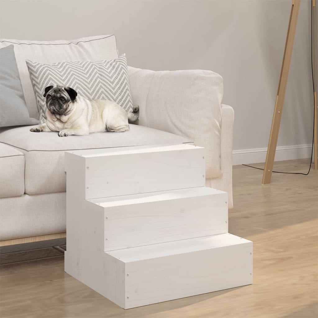 VIDAXL PET Scala 40x37.5x35 cm Pino solido bianco