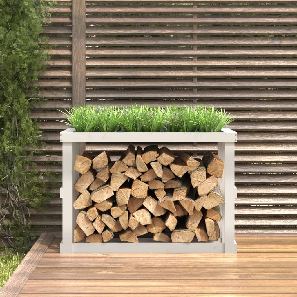 Soporte de bloques de madera Vidaxl 108x52x74 cm de pino sólido blanco