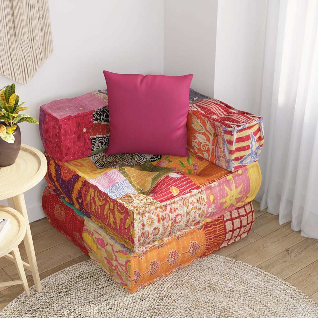 Vidaxl Pouf modulare con tessuto patchwork cuscino
