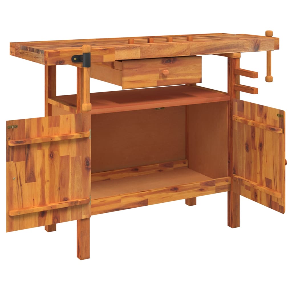 Vidaxl Workbench con cassetto e viti bancarie 124x52x83 cm acaciahout