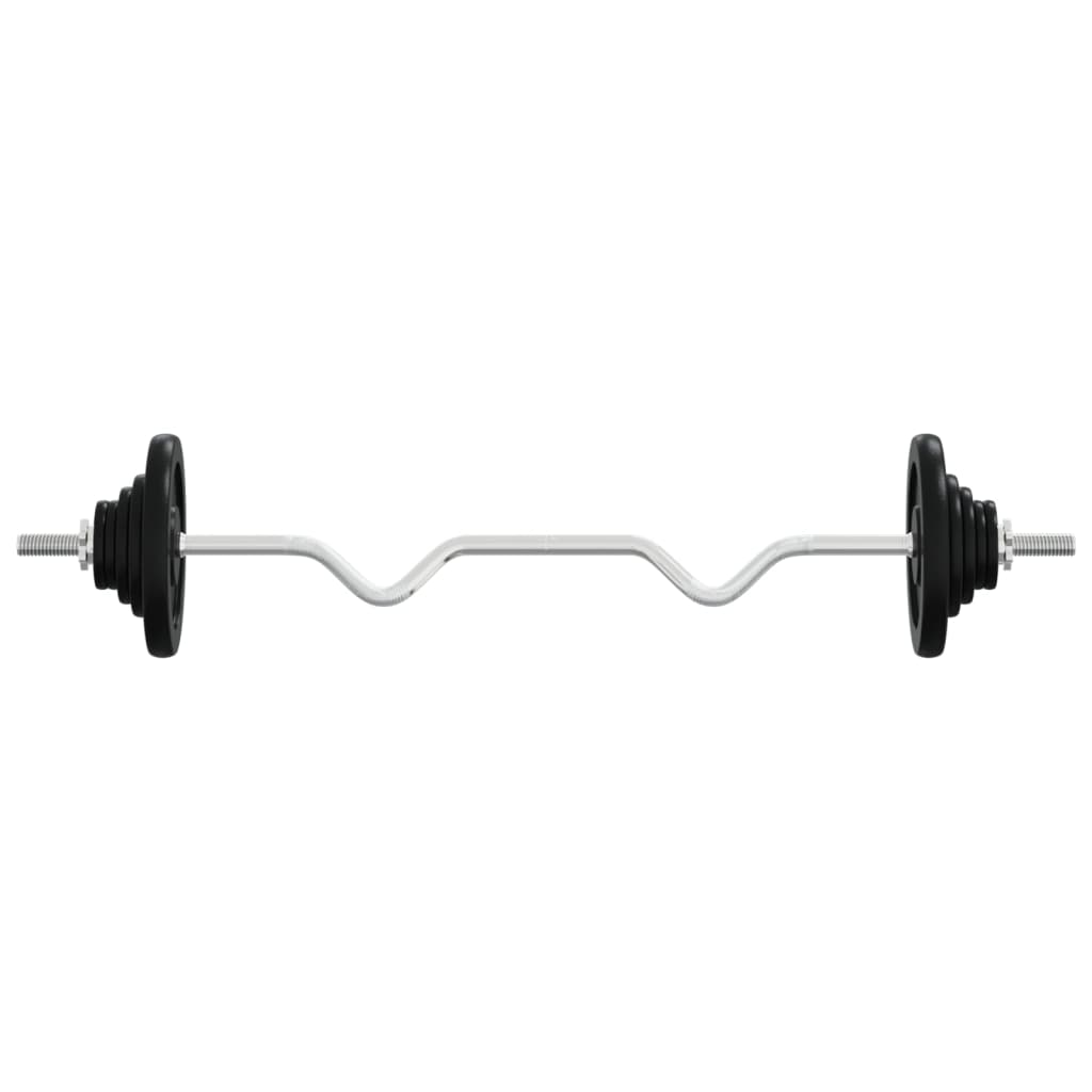 Vidaxl Halter con pesas de 90 kg de hierro fundido y acero cromado