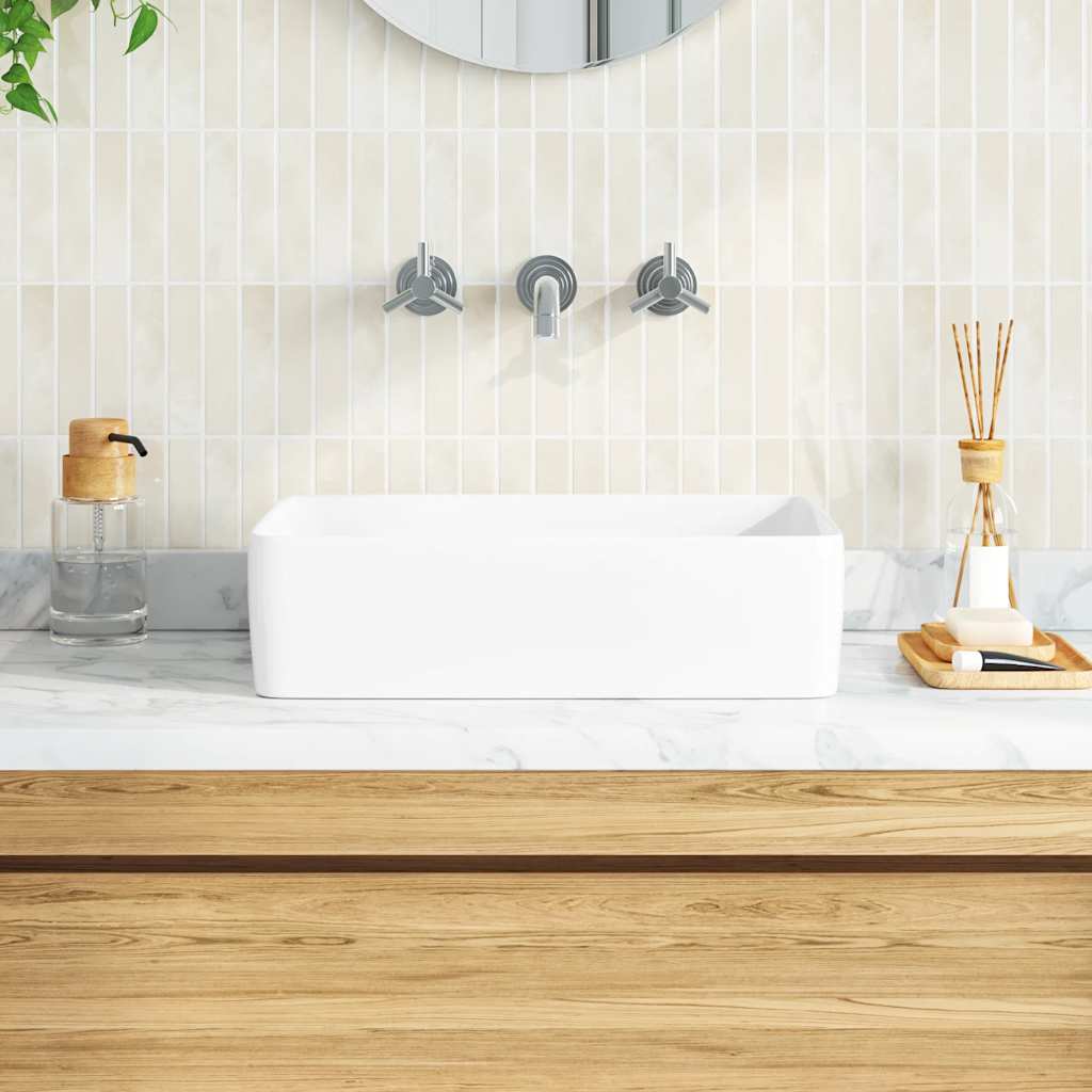 Vidaxl Washbasin 48x37x13 Cerámica rectangular blanco