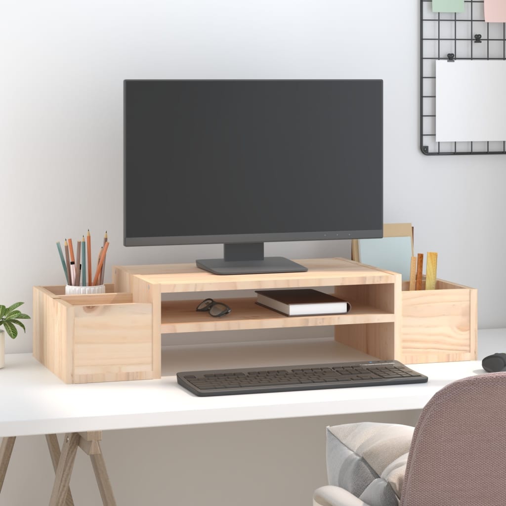 Vidaxxl soporte para monitor 70x27,5x15 cm madera maciza de pino