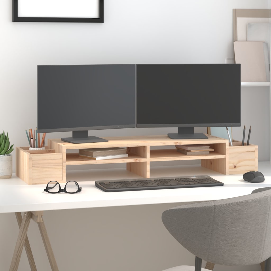 Vidaxxl soporte para monitor 100x27,5x15 cm madera maciza de pino