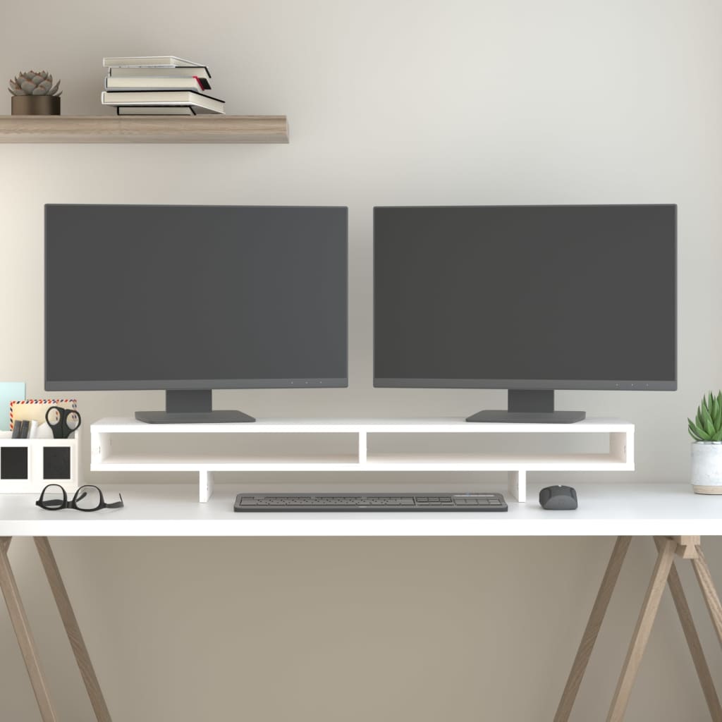 Vidaxl Monitor Standard 100x27x14 cm de pino sólido blanco blanco