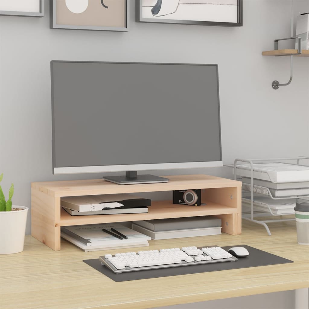 Soporte para monitor VidaXL (52-101)x22x14 cm madera maciza de pino