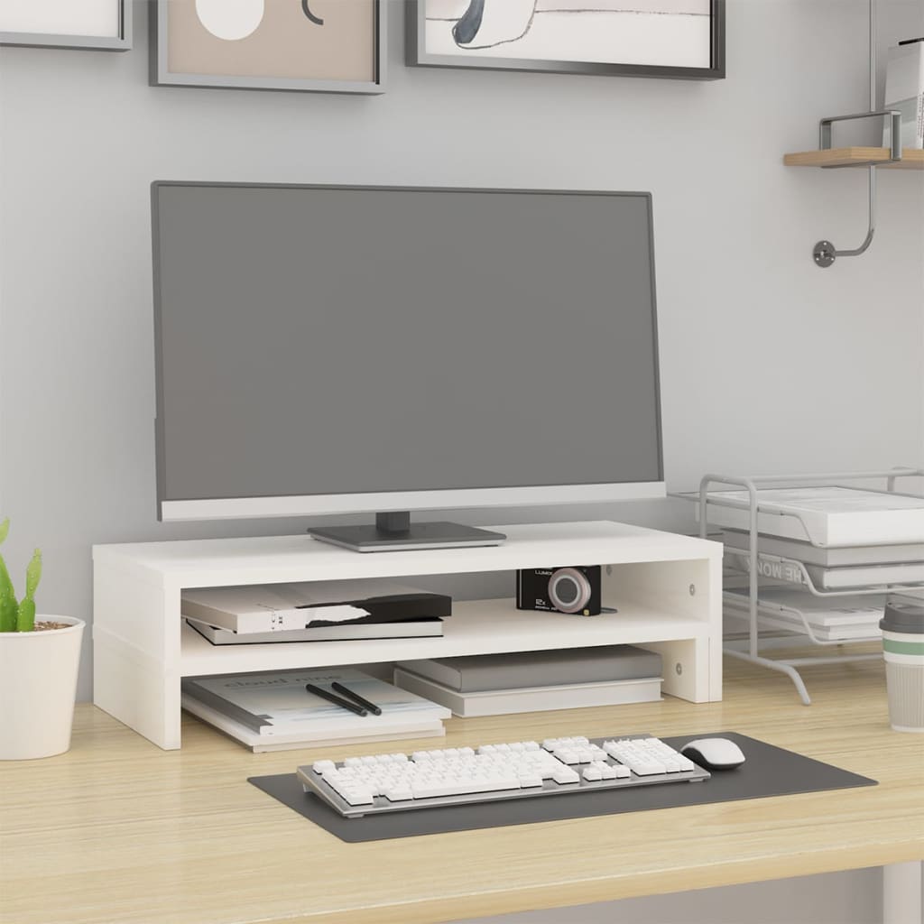 VidaXL soporte para monitor (52-101)x22x14 cm madera maciza de pino blanco