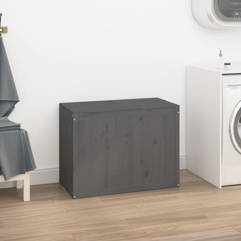 Vidaxl Laundry Basket 88.5x44x66 cm Solid Pine Grey