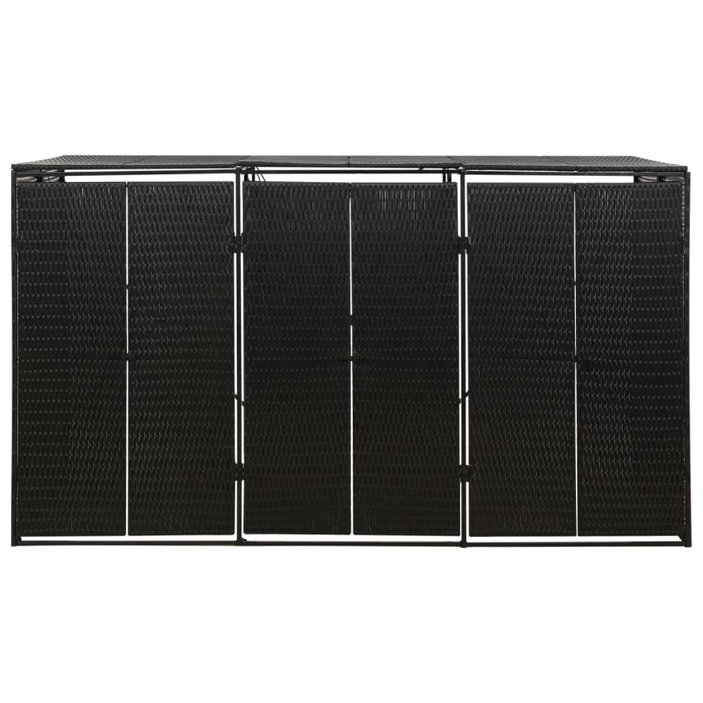 Vidaxl Container Storage Triple 207x80x117 cm Poly Rattan Black