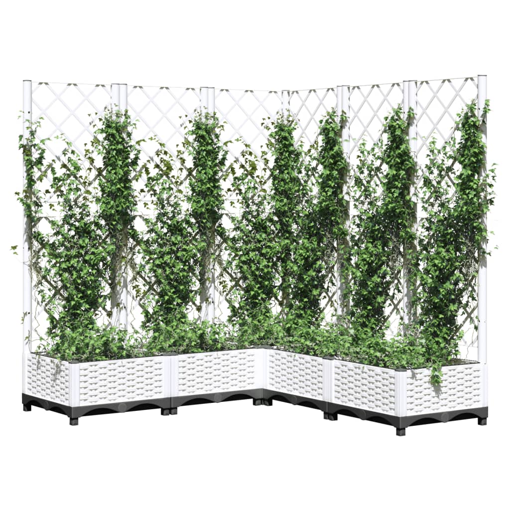 Plantera Vidaxl con Latwerk 120x120x121.5 cm Polypropene White