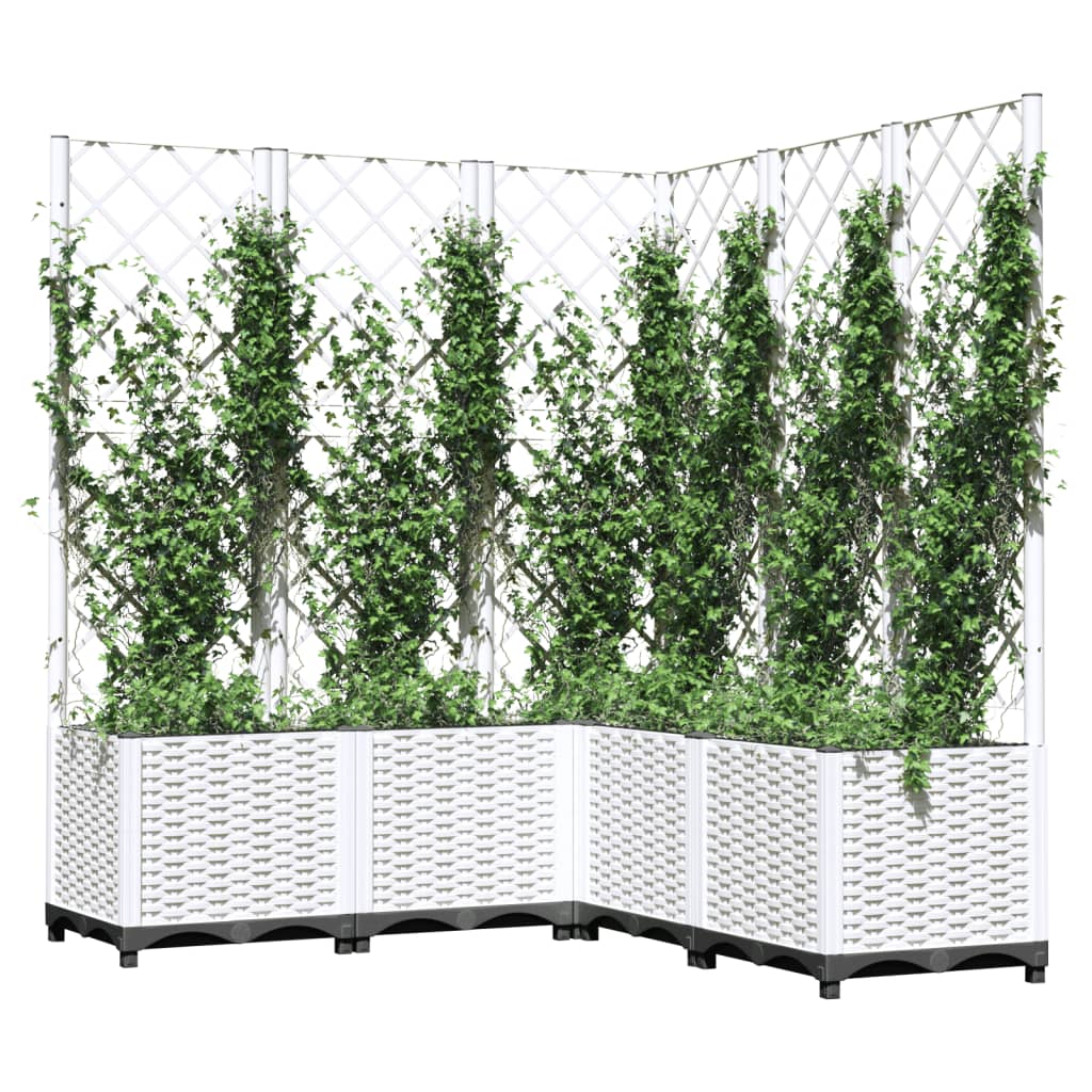 Plantador Vidaxl con Latwerk 120x120x136 CM Polypropene White