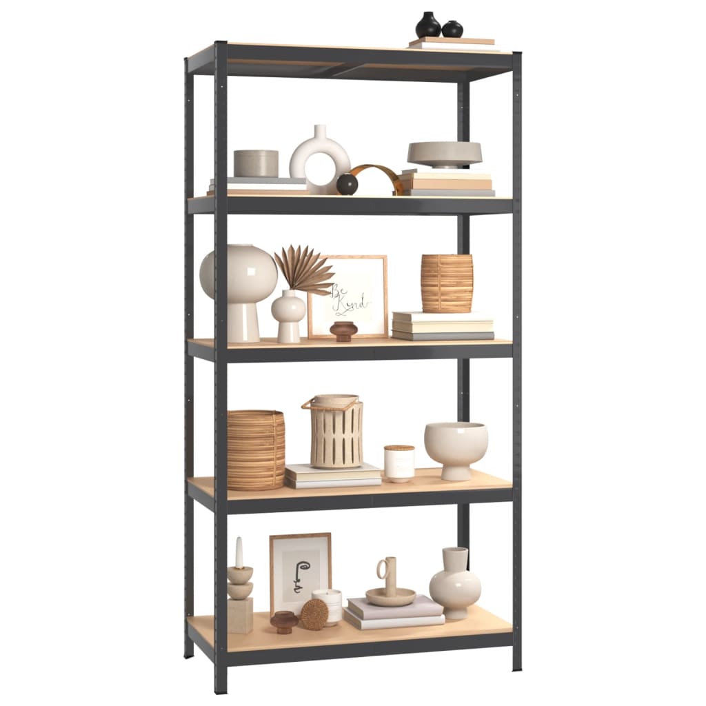Vidaxl StorageGrekkkken 5 capas 3 st de acero de madera procesada antracita