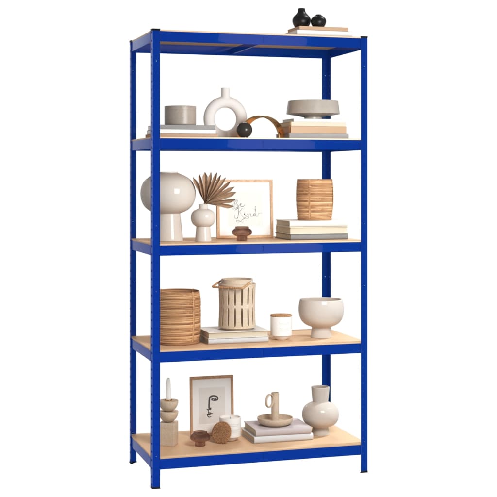 Vidaxl Storage Rack 5 capas 4 st de acero de madera procesada azul