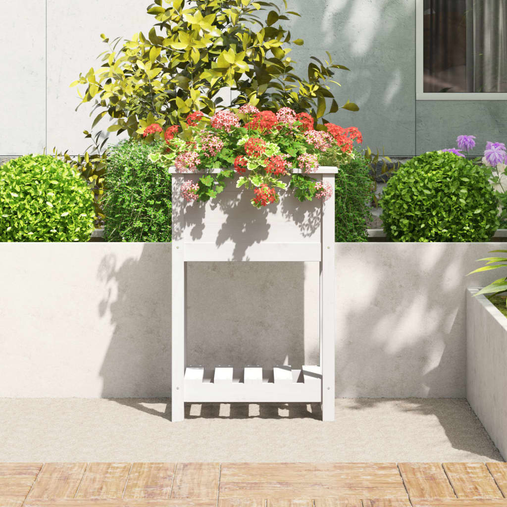 Vidaxl fioriera con scaffale 54x34.5x81 cm Pine bianco bianco