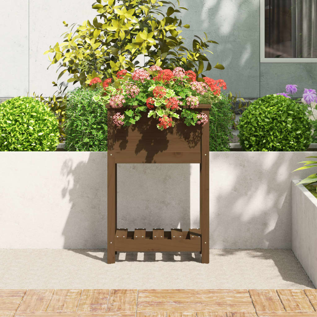Vidaxl fioriera con scaffale 54x34.5x81 cm Miele di pino marrone
