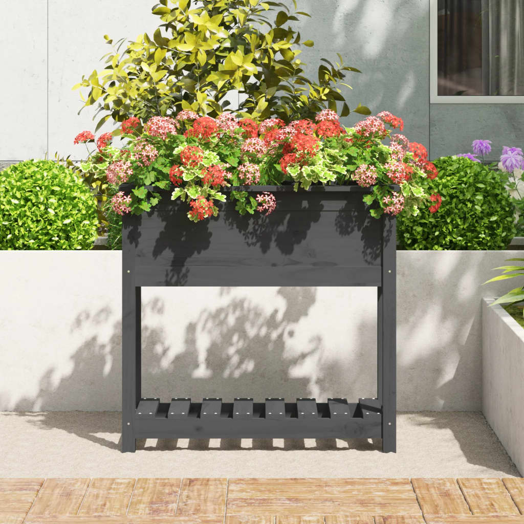 Plantilla Vidaxl con estante 82.5x34.5x81 cm de pino sólido gris gris