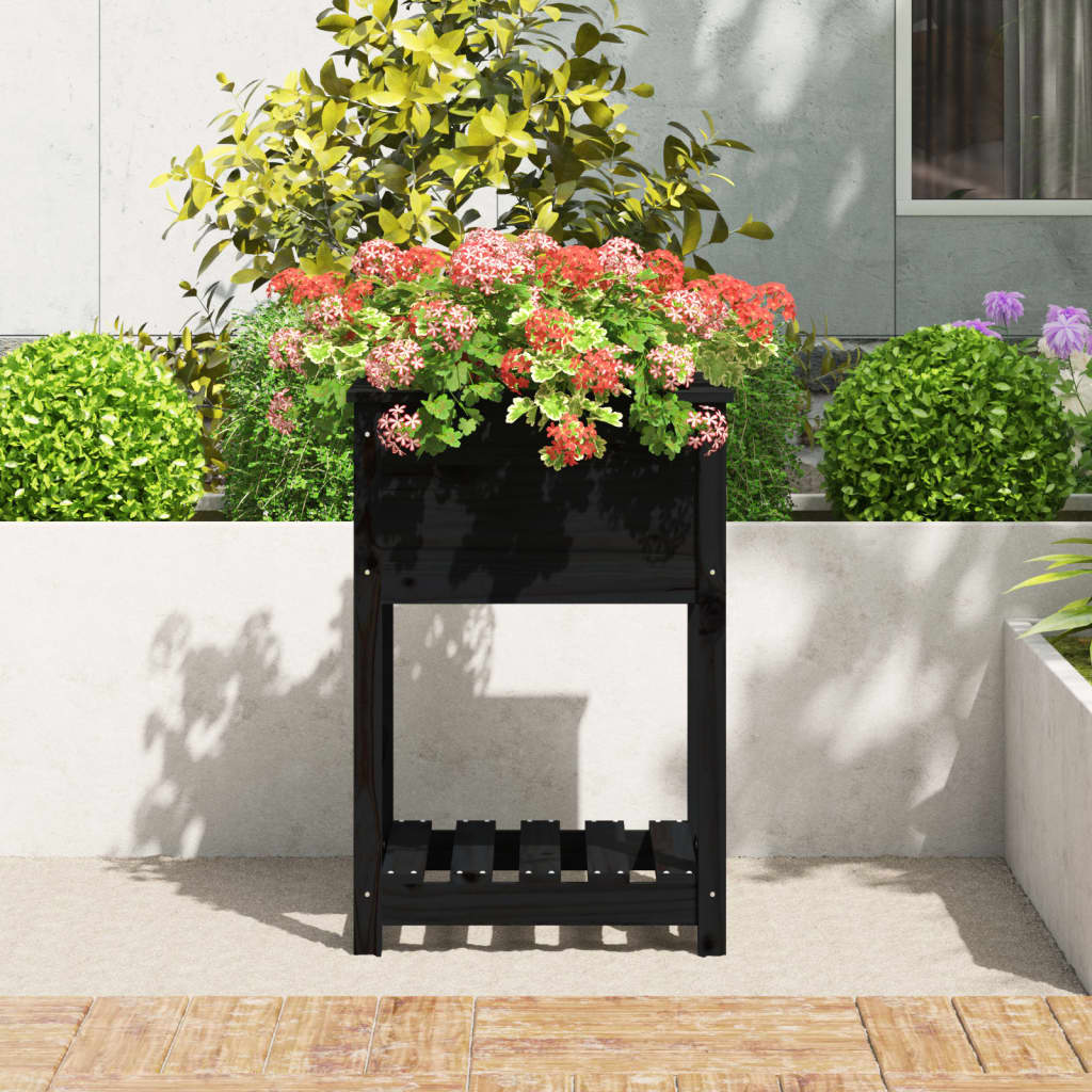Plantilla Vidaxl con estante 54x54x81 cm de pino sólido negro