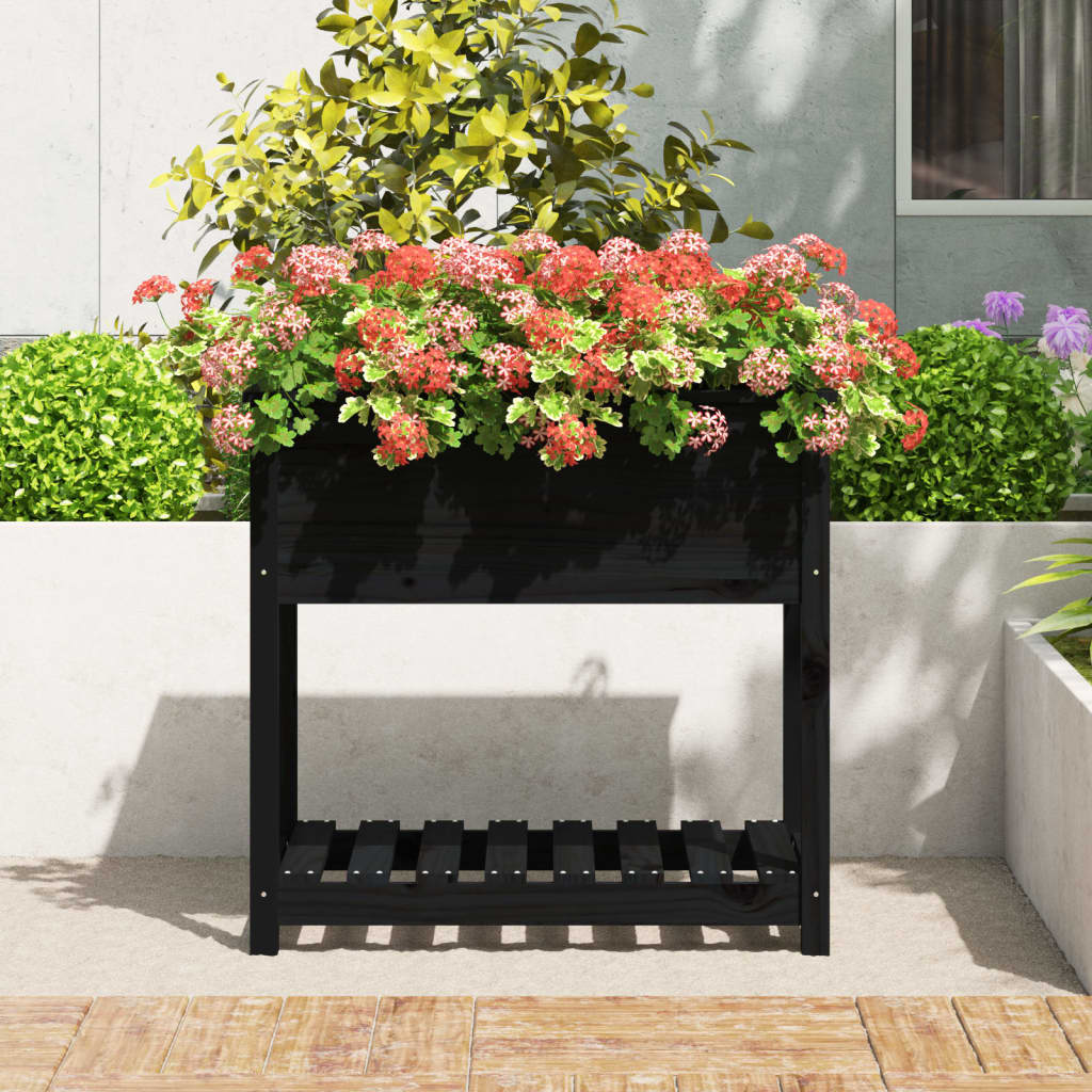 Plantilla Vidaxl con estante 82.5x54x81 cm de pino sólido de pino negro