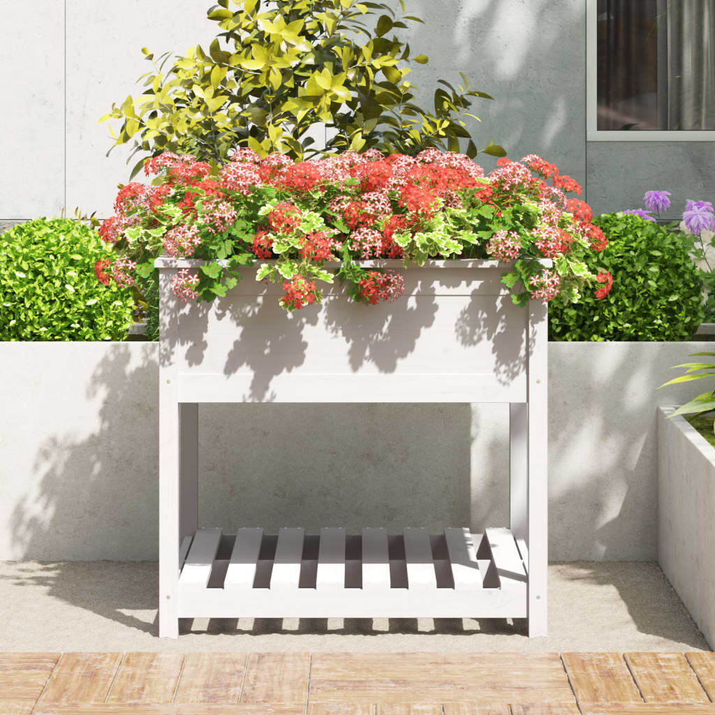 Plantilla Vidaxl con estante 82.5x82.5x81 cm de pino sólido blanco blanco