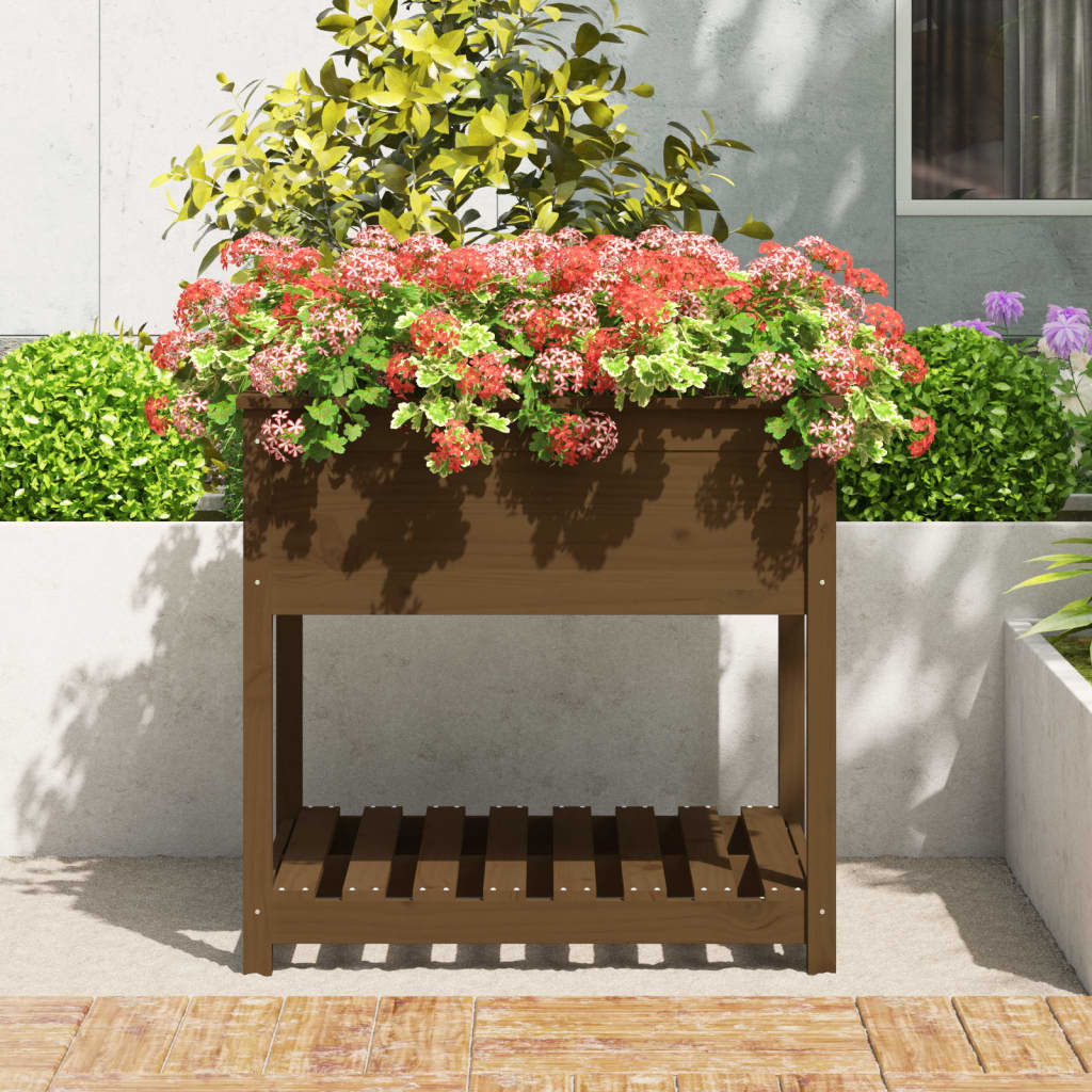 Plantilla Vidaxl con estante 82.5x82.5x81 cm de pino miel marrón