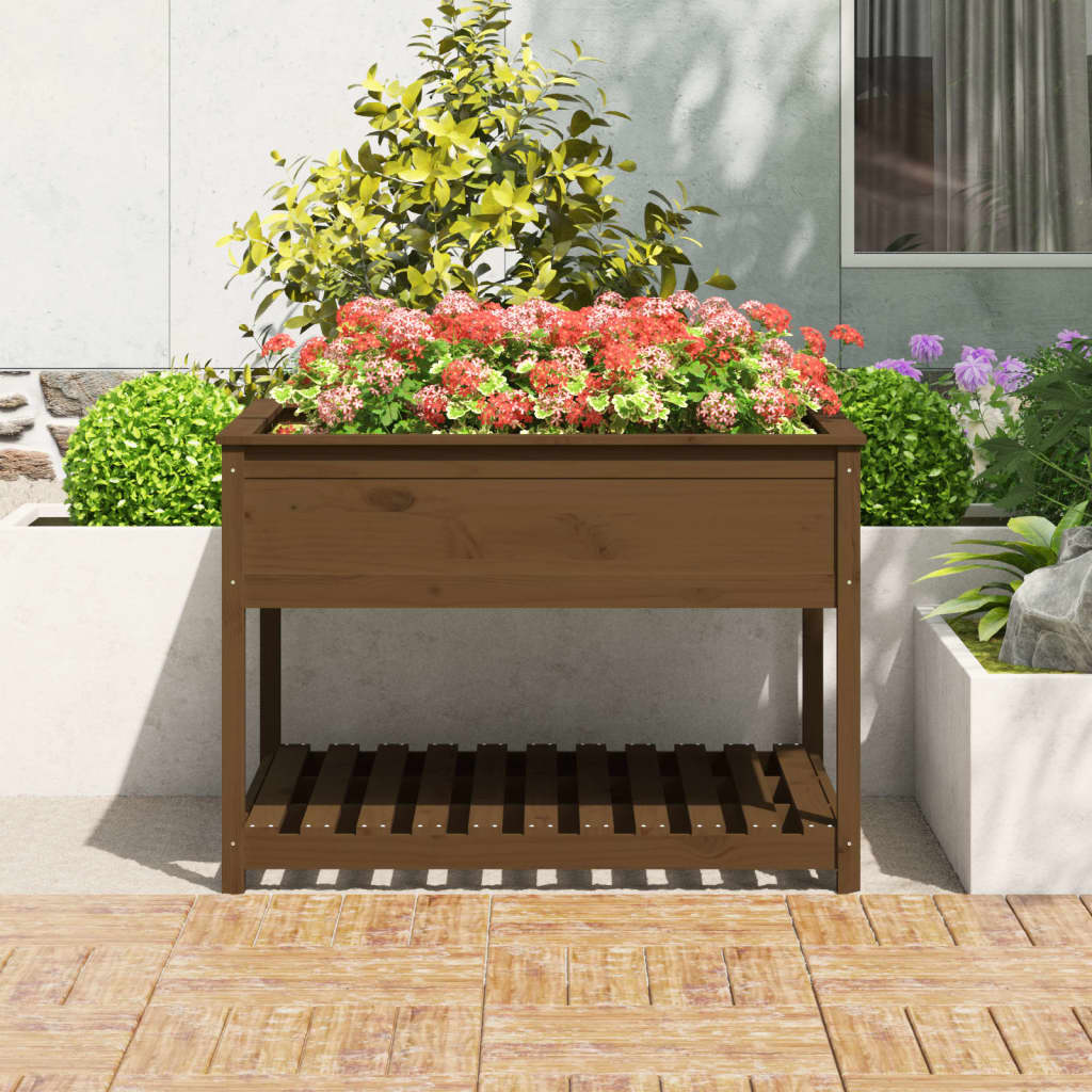 Plantilla Vidaxl con estante 111.5x111.5x81 cm de pino miel marrón