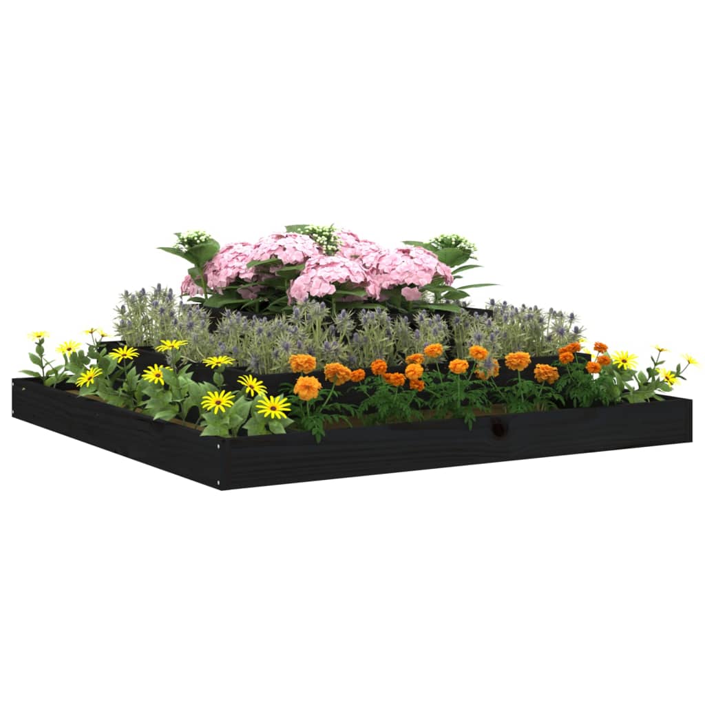 Vidaxl Planter Big 110x110x27 cm Solid Pine Black