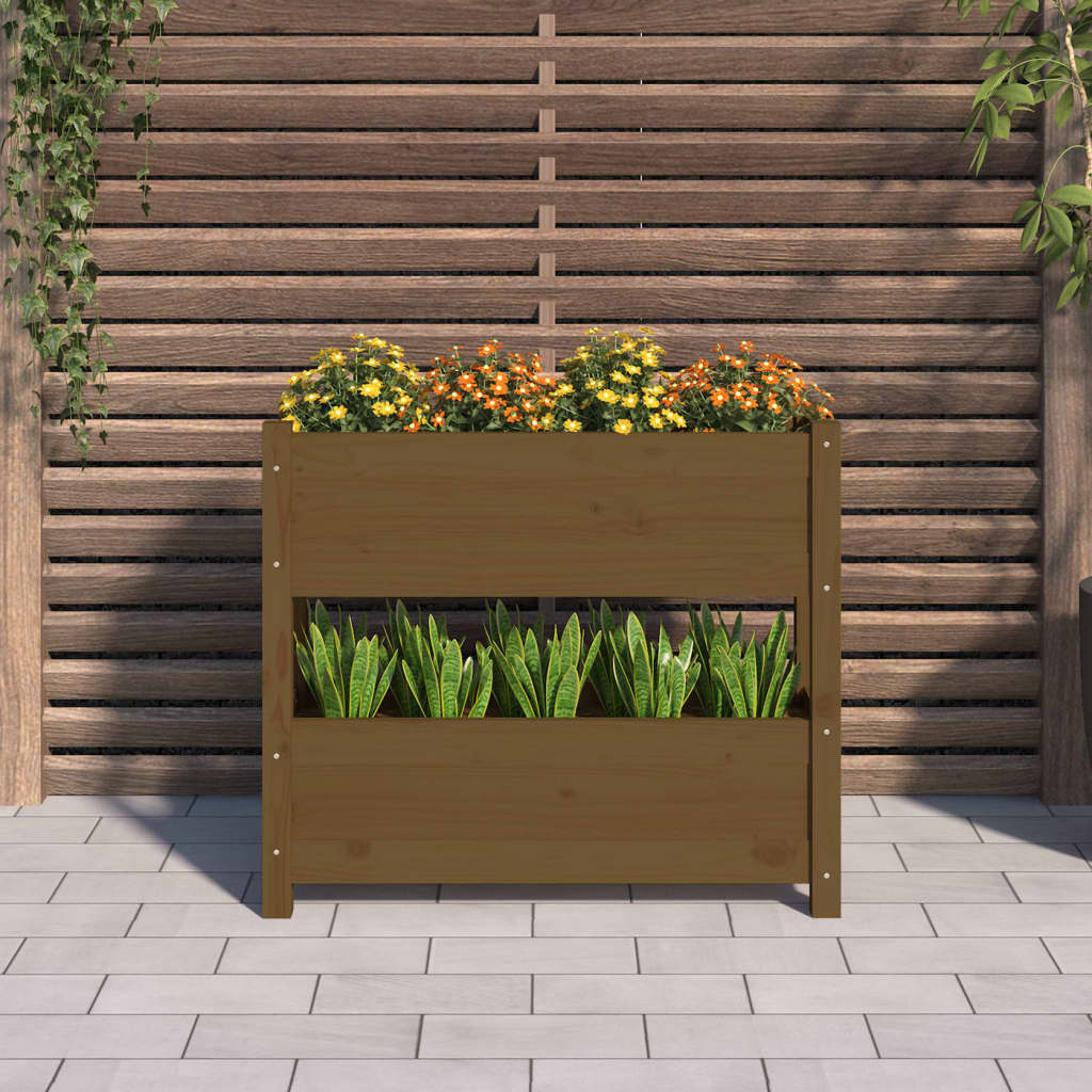 Vidaxl Planning Box 77x25x66 cm de pino sólido marrón marrón