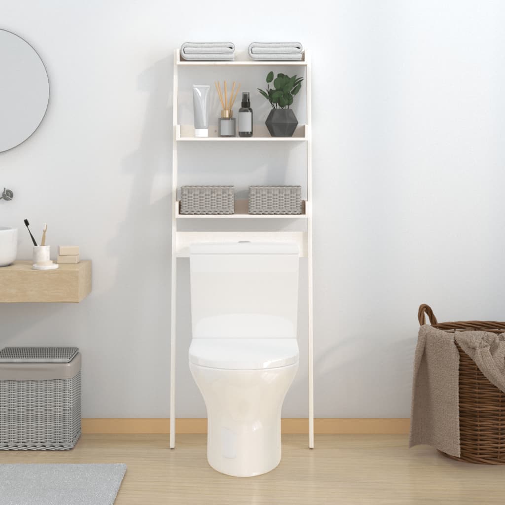 Rack per toilette Vidaxl 63.5x32x179 cm Pine bianco bianco