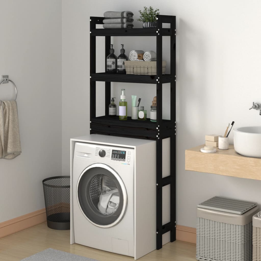 Vidaxl Rack 63x26x171 cm Pino sólido Negro