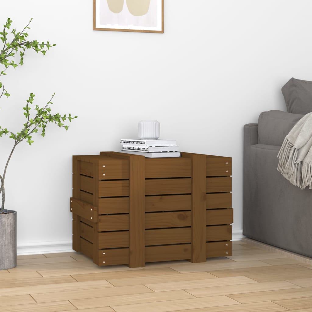Vidaxl Box de almacenamiento 58x40.5x42 cm de pino sólido marrón marrón