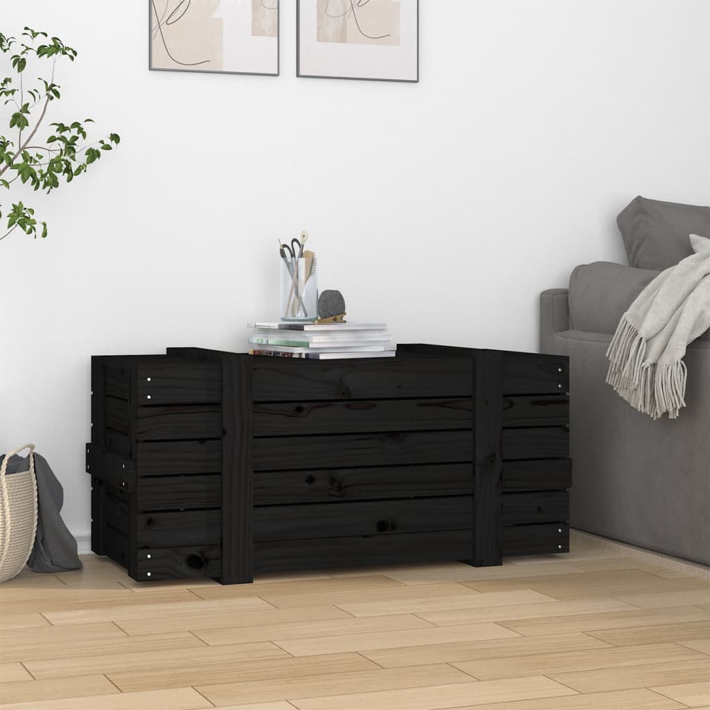 Caja de almacenamiento de Vidaxl 91x40.5x42 cm de pino sólido negro