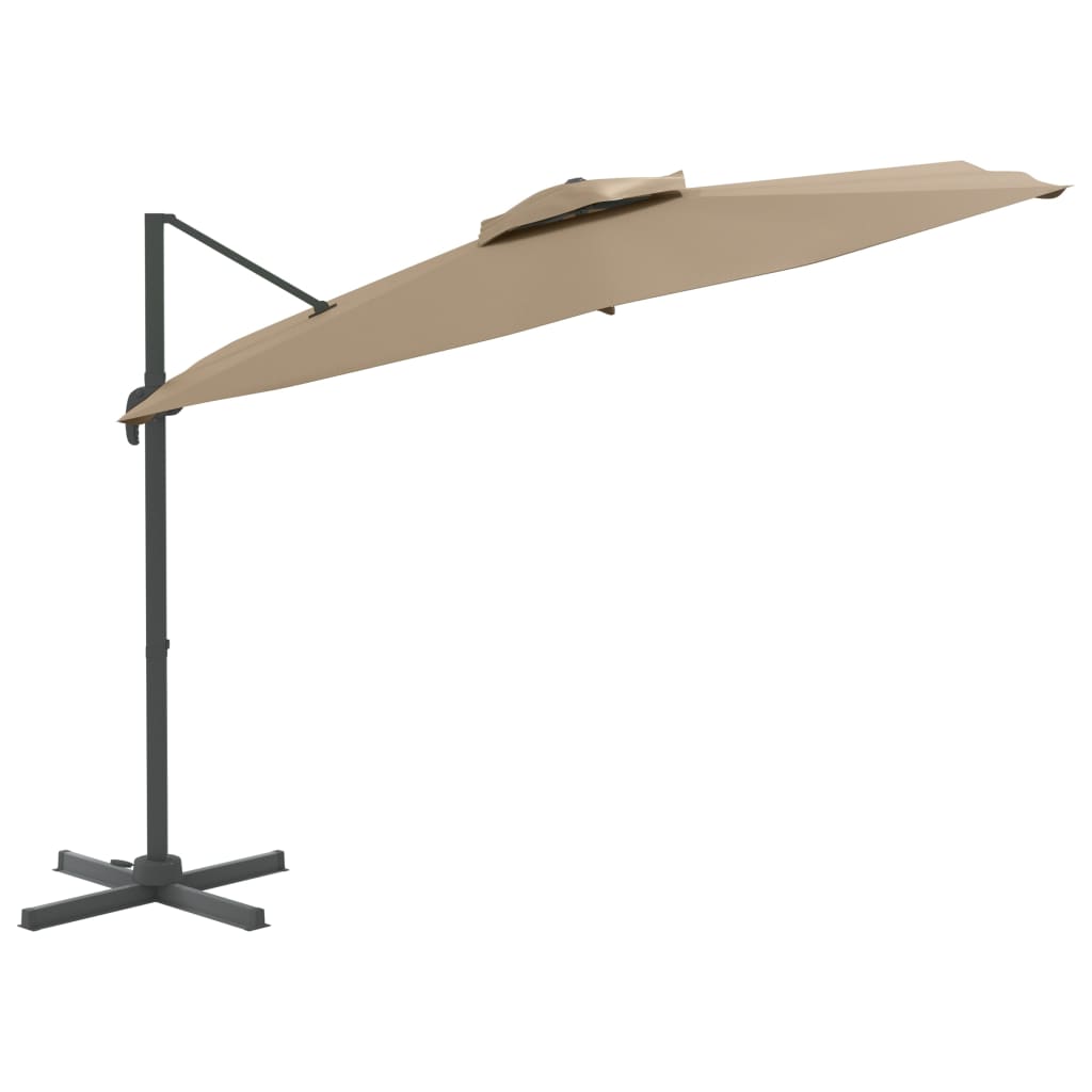 Vidaxl Floating Parasol con doppio top 400x300 cm Taupe