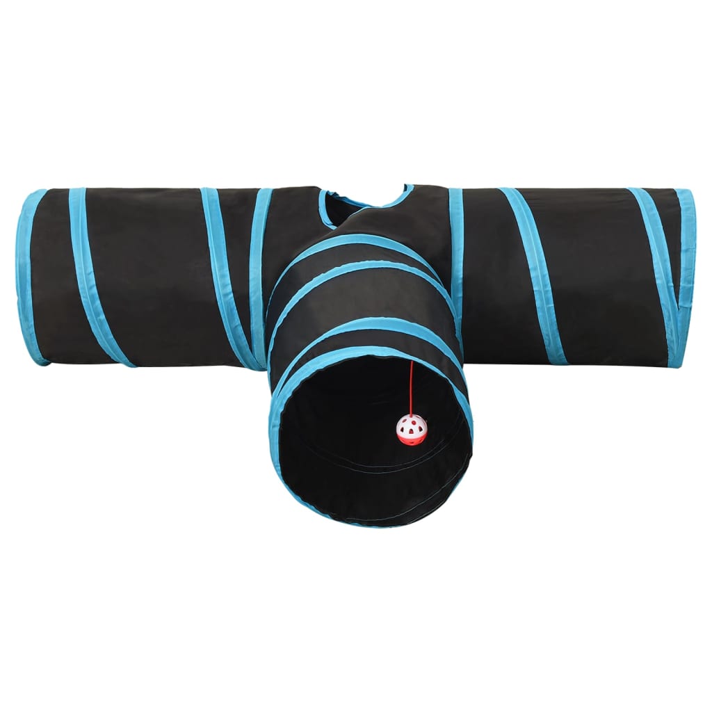 Vidaxl Tunnel gatto 3 volte da 90 cm poliestere nero e blu
