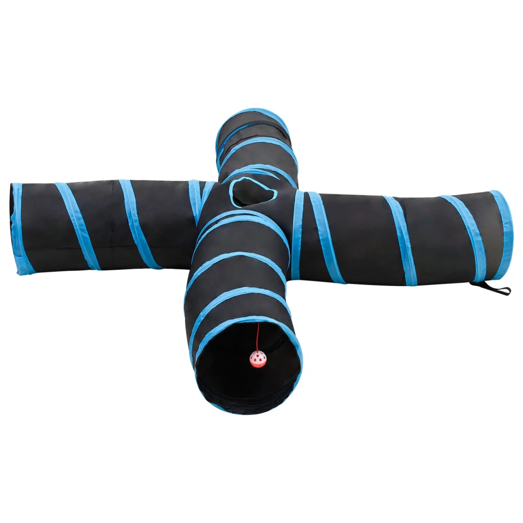 VidaXL túnel para gatos 4 vías 25 cm poliéster negro y azul