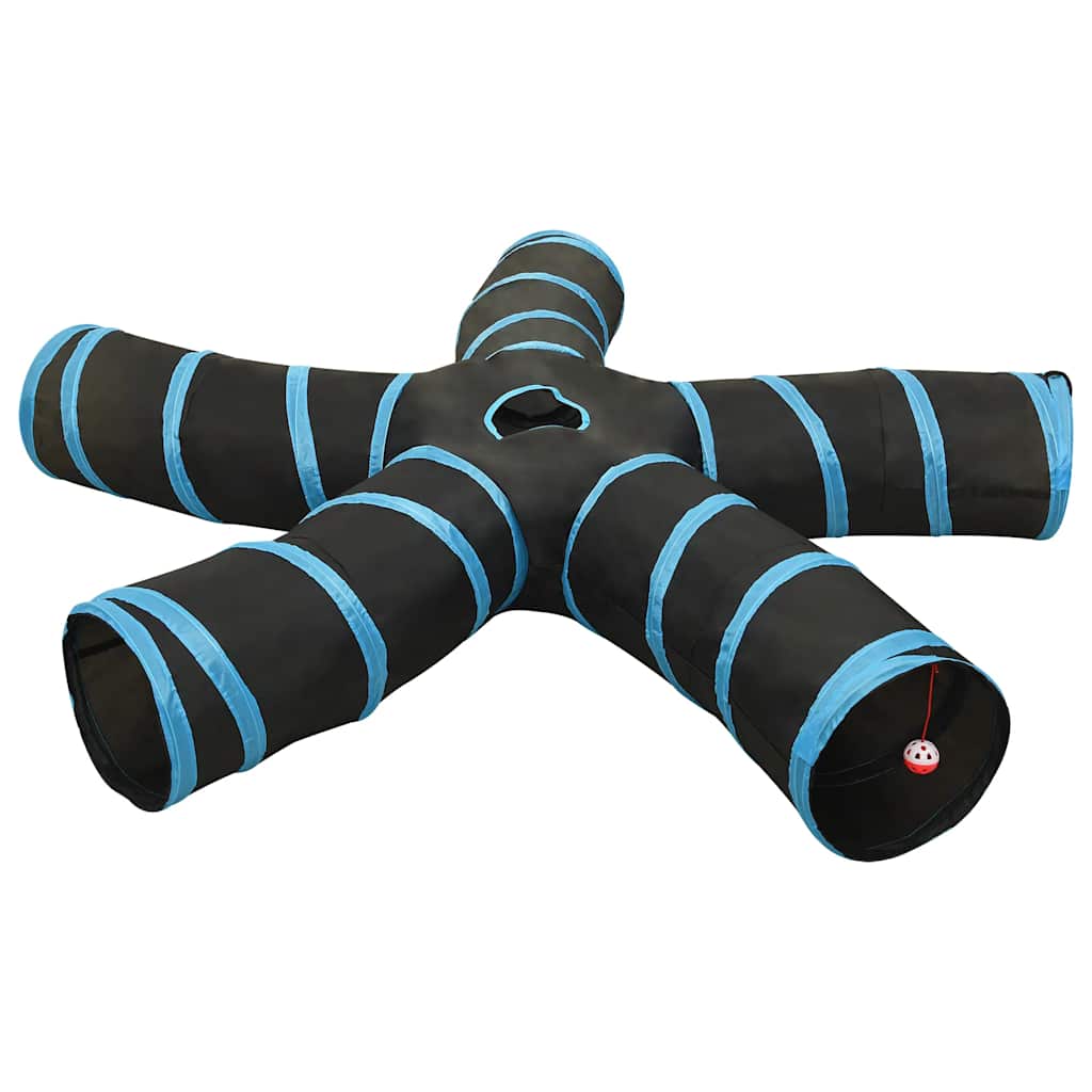VidaXL tunnel per gatti 5 volte 25 cm in poliestere nero e blu