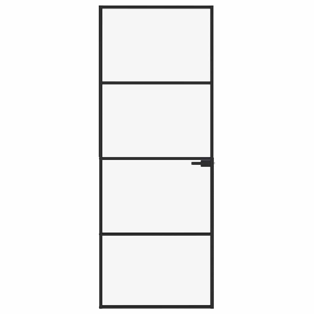 Vidaxl Porta interna 76x201,5 cm in vetro indurito e nero stretto in alluminio