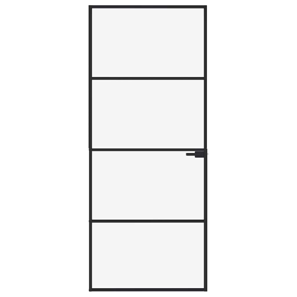 Vidaxl Porta interna 83x201,5 cm in vetro indurito e nero stretto in alluminio