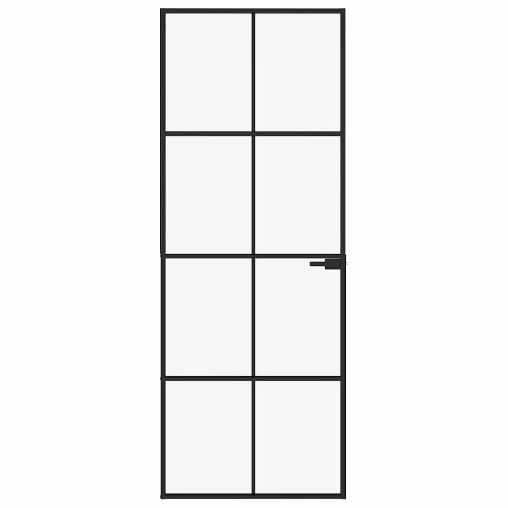 Vidaxl Porta interna 76x201,5 cm in vetro indurito e nero stretto in alluminio